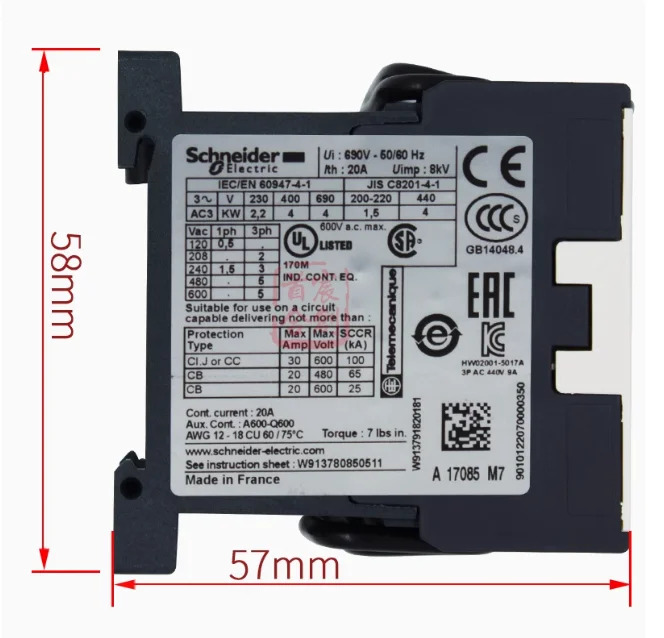SCHNEIDER 가역 접촉기 LC2K0901M7 코일 220v LC2K0901B7 전류 9A 24V