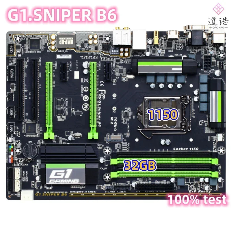 G1.SNIPER B6 마더보드32GB DVI HDMI 2xPCI LGA 1150 DDR3 B85 메인보드 완전 WorkMA 리퍼