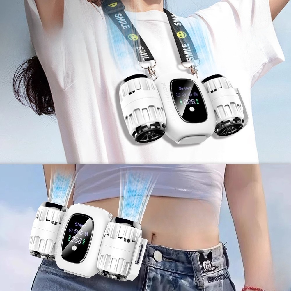 휴대용 터보 허리선풍기 여행 캠핑 야외 필수템 시원한 강력 듀얼팬 저소음 LED디스플레이 - 상품 이미지