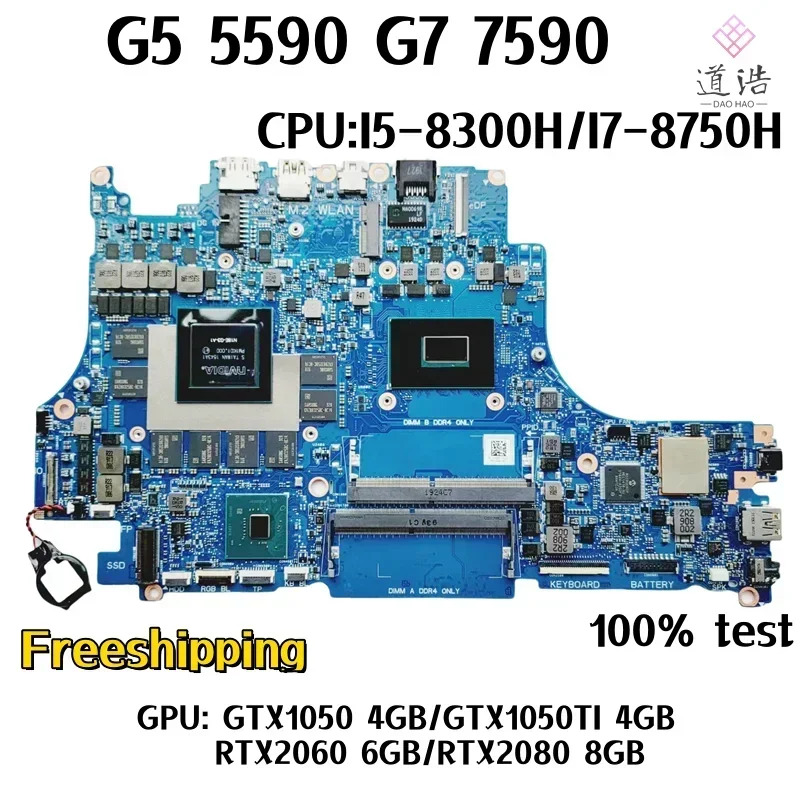 VULCAN15N18E Dell G5 5590 G7 7590 노트북 마더보드 CPUI5-8300H/I7-8750H GPUX1050 4GB/X1050TI 4GB 작업