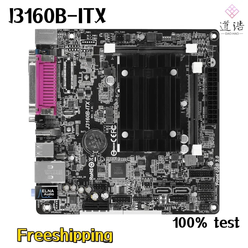 ASRock호환 J3160B-ITX 마더보드16GB HDMI PCI-E2.0 J3160 CPU DDR3 Mini-ITX 17x17 메인보드 완전 작동 리퍼