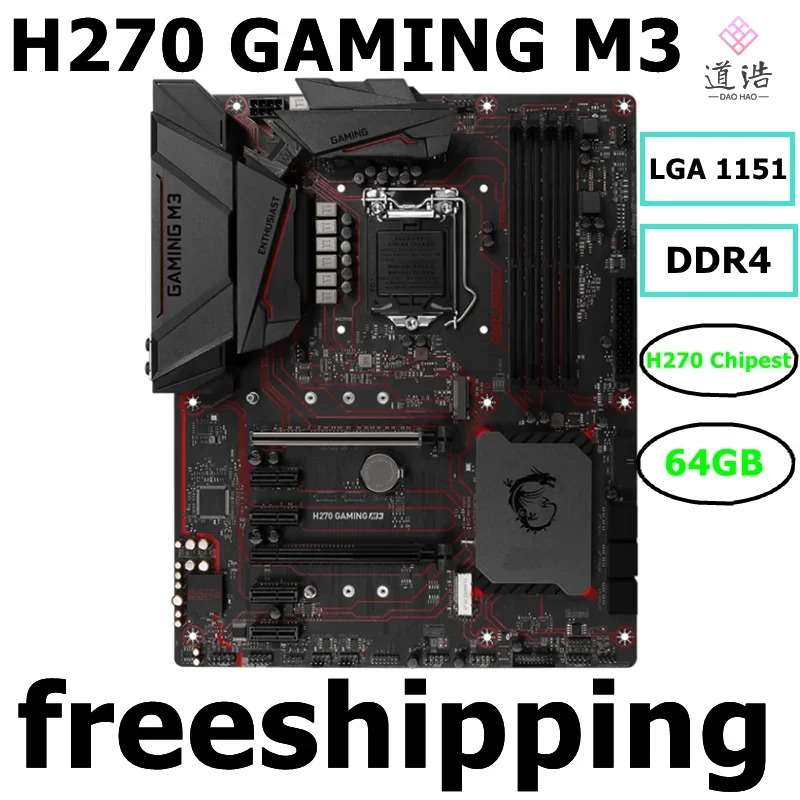 H270 GNG M3 마더보드64GB 2xM.2 HDMI LGA 1151 DDR4 메인보드 완전 작동 리퍼