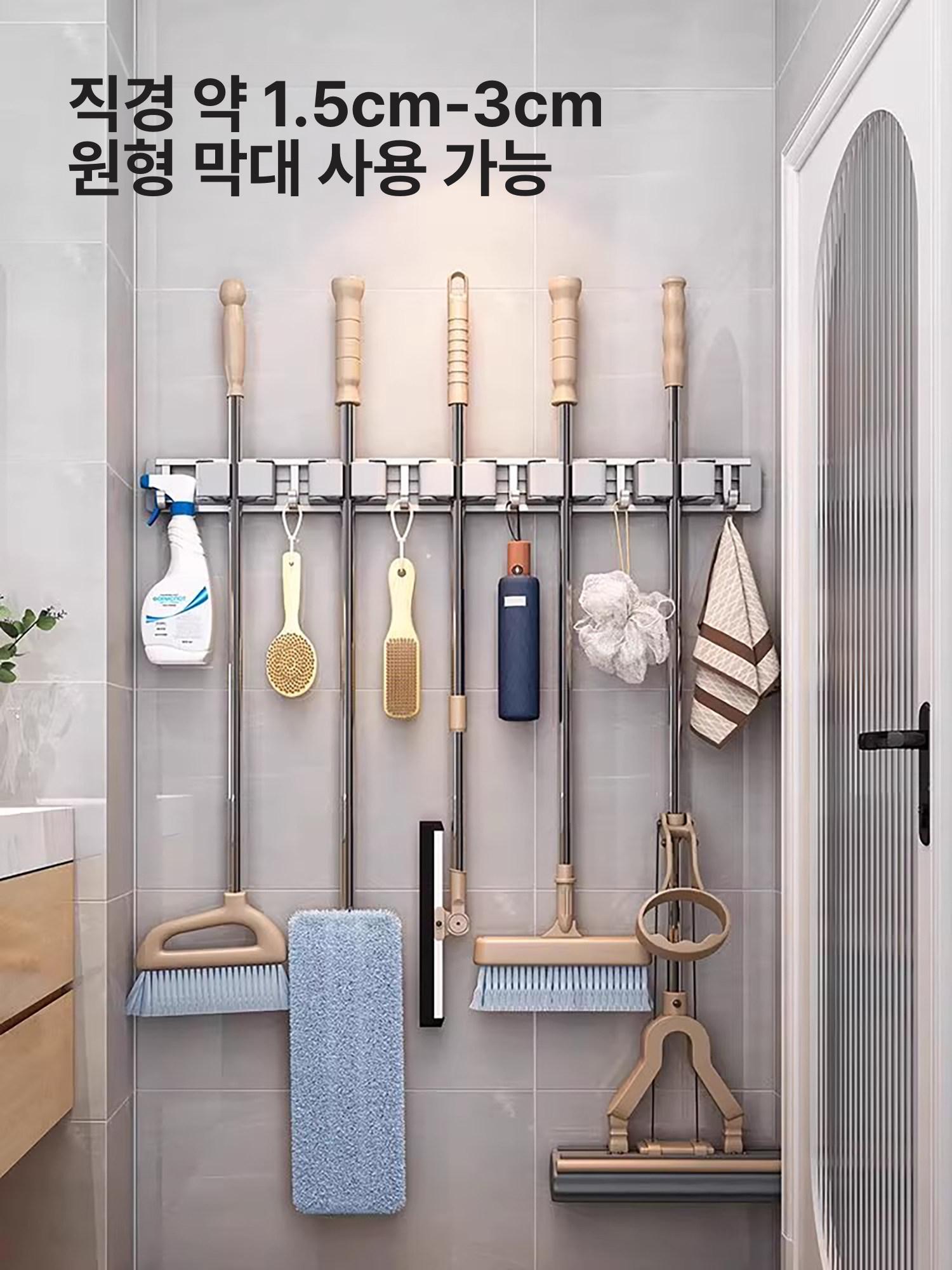 행거 거치대 벽걸이 걸이대 홀더 청소도구걸이 정리대 걸레 부착식 보관 무타공 - 상세 이미지 5