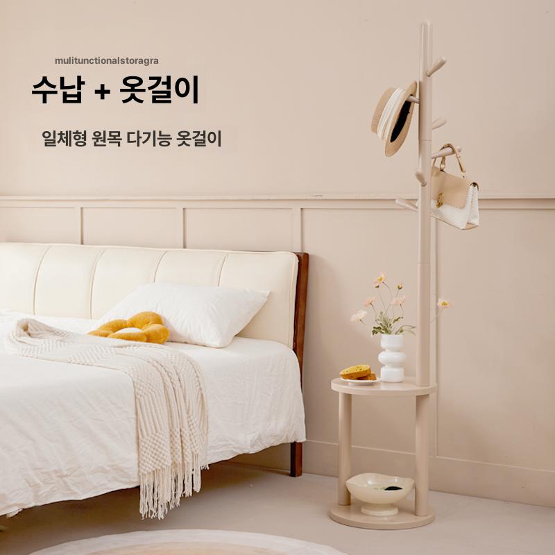 스탠드형 원목옷걸이 현관 간이 수납 랙 행거대 인테리어 내추럴 모던행거 나무 - 상세 이미지 5