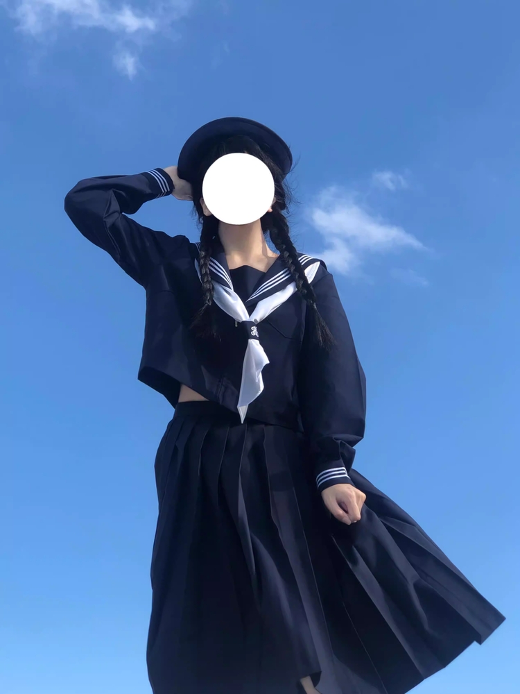 일본 교복 네이비 스쿨걸 백합 의류 복고 하이틴 여성 - 상세 이미지 2
