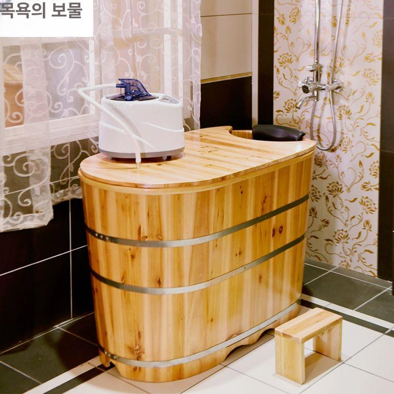 가정용 간이욕조 이동식 히노끼 히노키탕 편백나무 목욕탕 목욕통 홈사우나 스파 - 상세 이미지 2