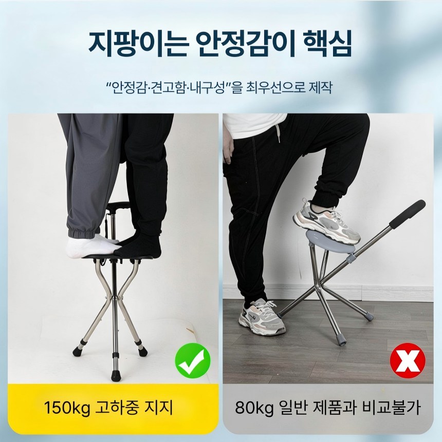 접이식 지팡이 접이식 의자 노인 휴대용 스테인리스 보행보조 의자겸용 2in1 효도선물 - 상세 이미지 5