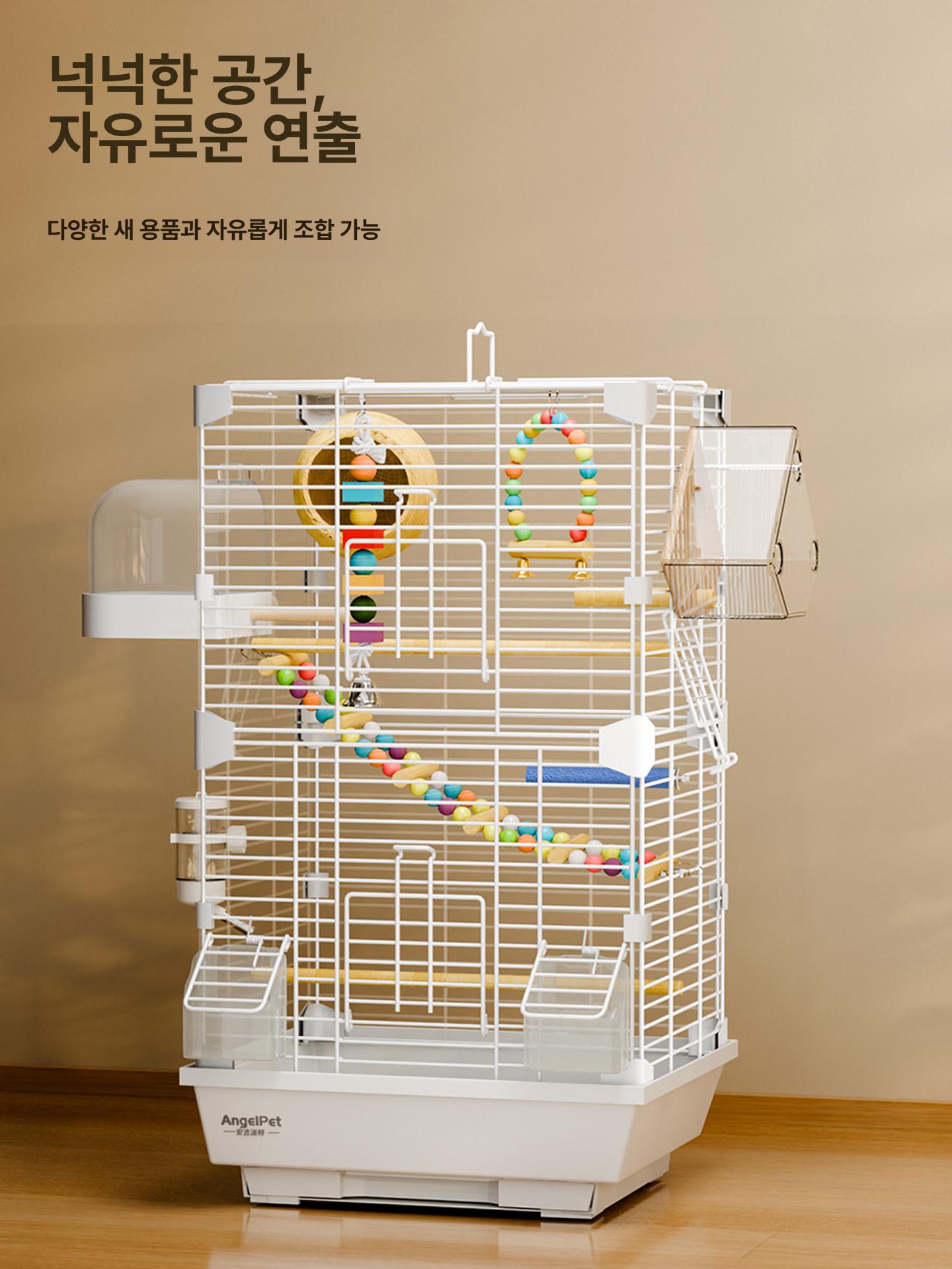케이지 앵무새새장 대형새장 투명 앵무새집 놀이터 횟대 스테인레스 철장 닭장 새둥지 - 상세 이미지 2
