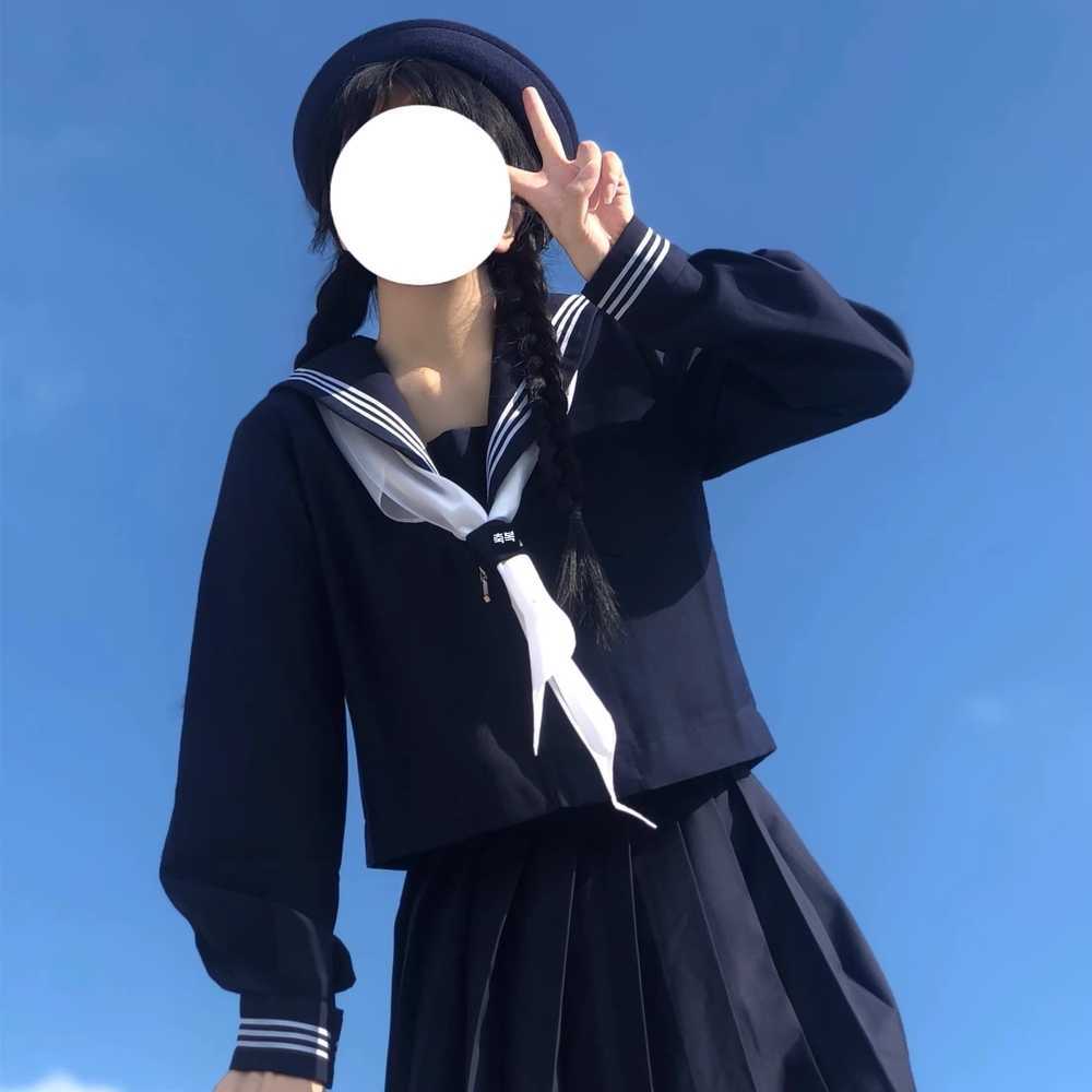 일본 교복 네이비 스쿨걸 백합 의류 복고 하이틴 여성 - 상품 이미지