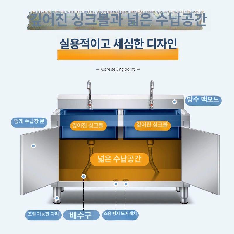 스테인레스 야외싱크대 주방 식당용 캠핑 학교 펜션 싱크볼 워시볼 수전 세정대 씽크 - 상세 이미지 4