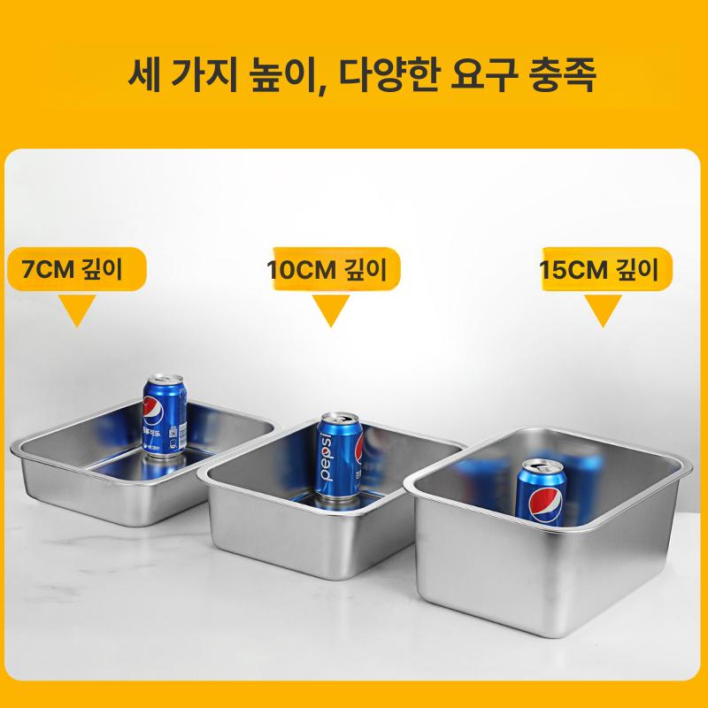 스텐304 스텐설거지통 다용도 대용량 사각 주방용 올스텐 사이즈 양푼 물빠짐 - 상세 이미지 3