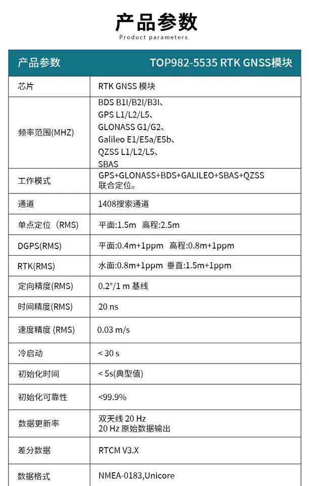 고정밀 전체 범위 포지셔닝 지향성 GNSS Beidou 리시버 농업 지능 TOP982-5535