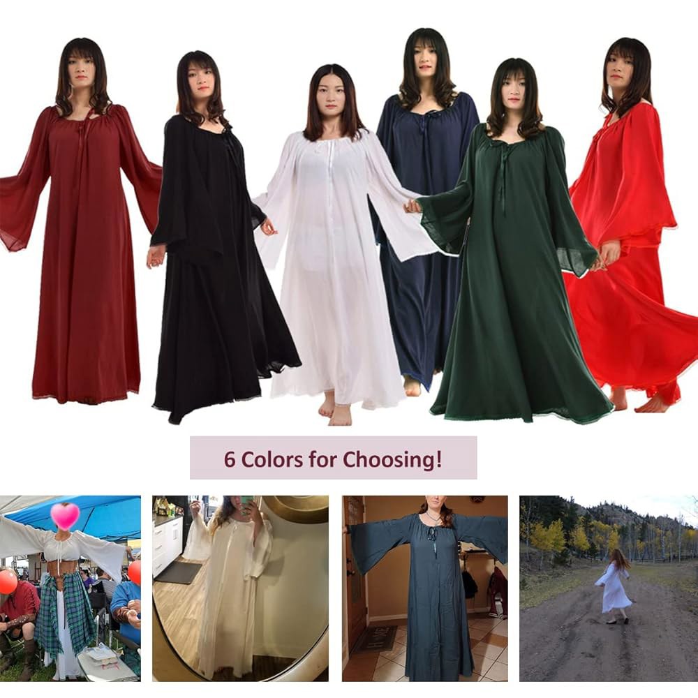 블레스유메 중세 웨딩 드레스 르네상스 해적 페어 셀틱 케미즈 언더 Red Small - 상세 이미지 2