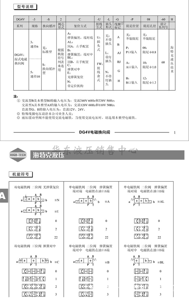 DG4V-3-2C-U-L-H-60H 유압 솔레노이드 밸브 DG4V-3-2B-U-L-H-60H
