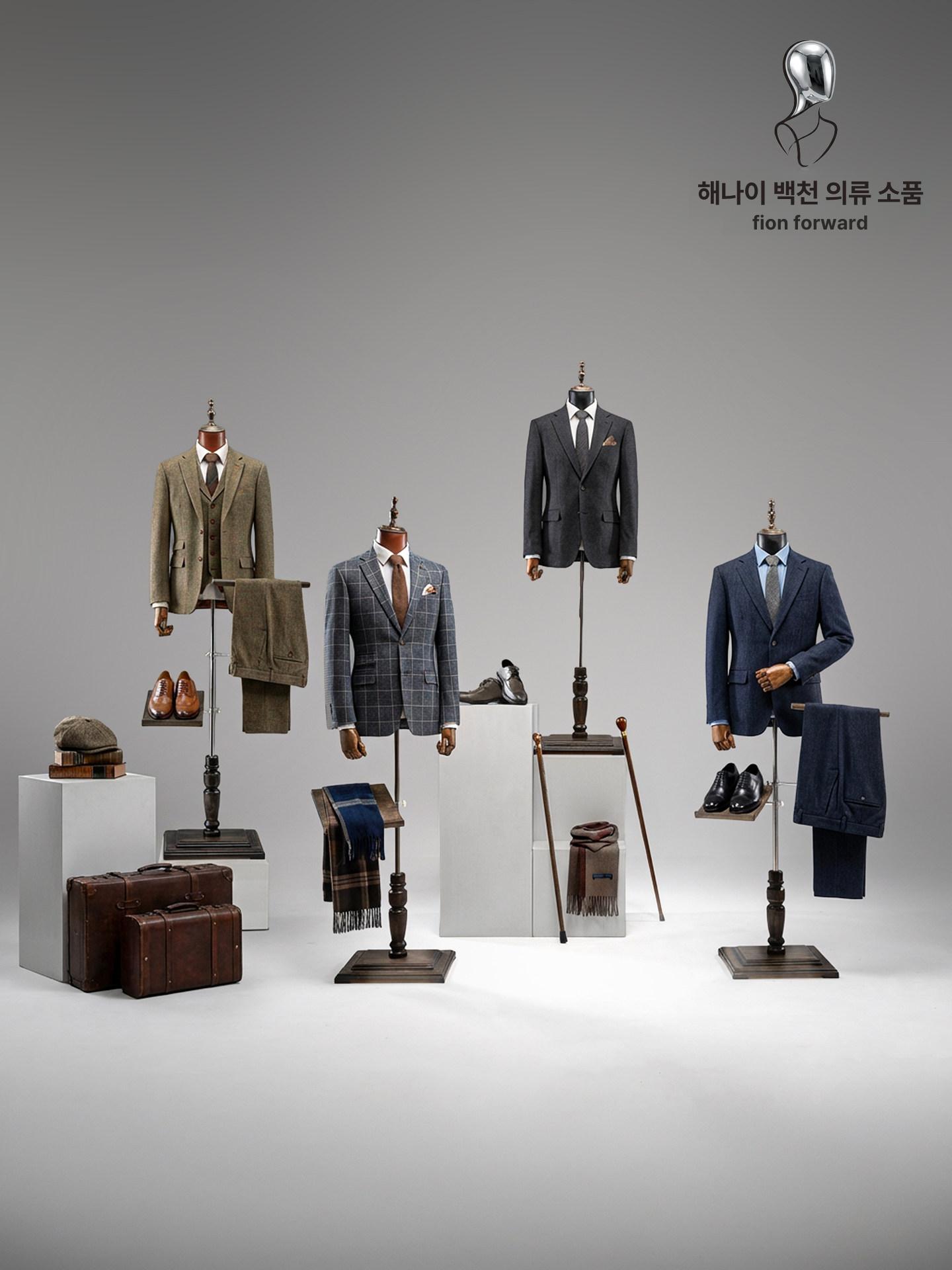 상체 마네킹 상반신 모델 옷가게 의류 남성복 블랙가죽 스탠드 목걸이 주얼리 팔 - 상세 이미지 3