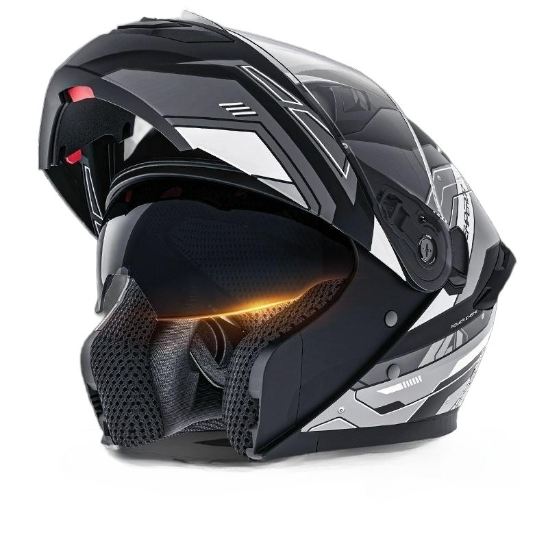 블랙헬멧 오토바이 유광 선바이저경량 스냅백 이중렌즈 빅사이즈 바이크 - 상품 이미지