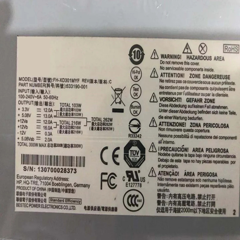 hp호환 285 570 480 400 498 600 800 G1G2 G3 G4 300W 전원공급장치 DPS-300AB-72 B D11-300P1A FH-XD301MYF-1 PCB