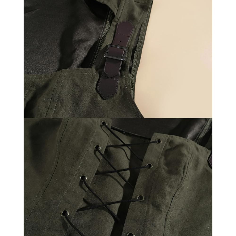 LTAKK 르네상스 의상 코르셋 여성 중세 후드 조끼 렌 페어 고딕 스팀펑크 상의, - 상세 이미지 3
