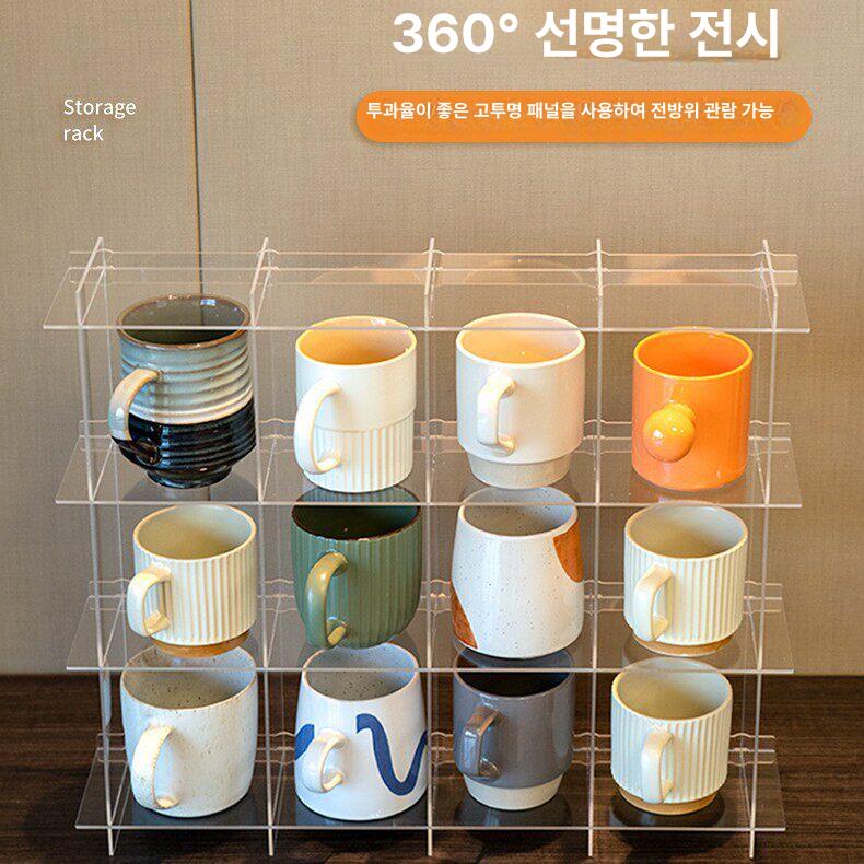 아크릴 컵거치대 컵건조대 주방 컵보관함 다용도 투명 카페 컵정리대 홀더 랙 진열대 - 상세 이미지 3