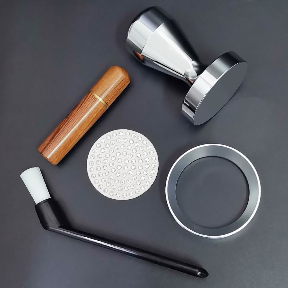 5피스 - 58mm 에스프레소 탬퍼 액세서리 키트 58-58.5mm 포터필터, 커피 세트, WDT 교반 도구, 퍽 스크린, 투약 깔때기, 클리닝 브러시(58mm) 51mm - 상세 이미지 3