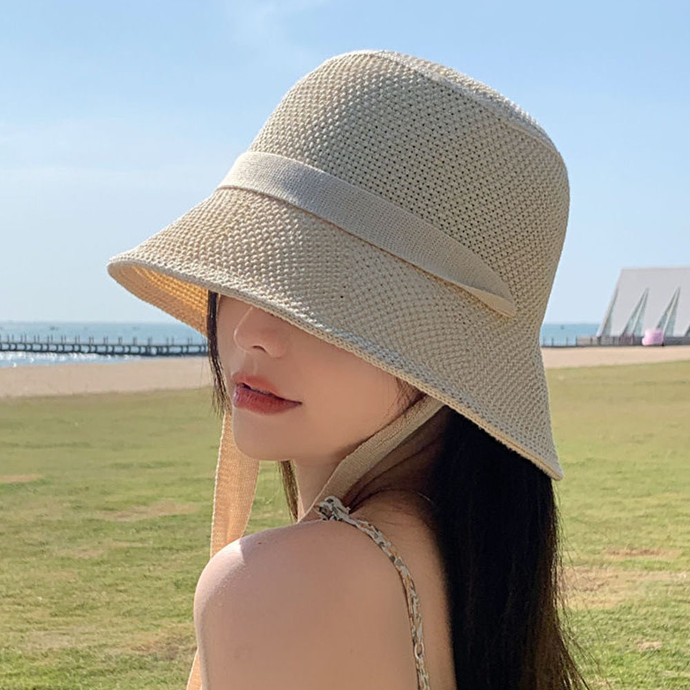 디어앤미 여성 여름 버킷햇 밀짚모자 비치 바캉스 벙거지 모자 - 상품 이미지