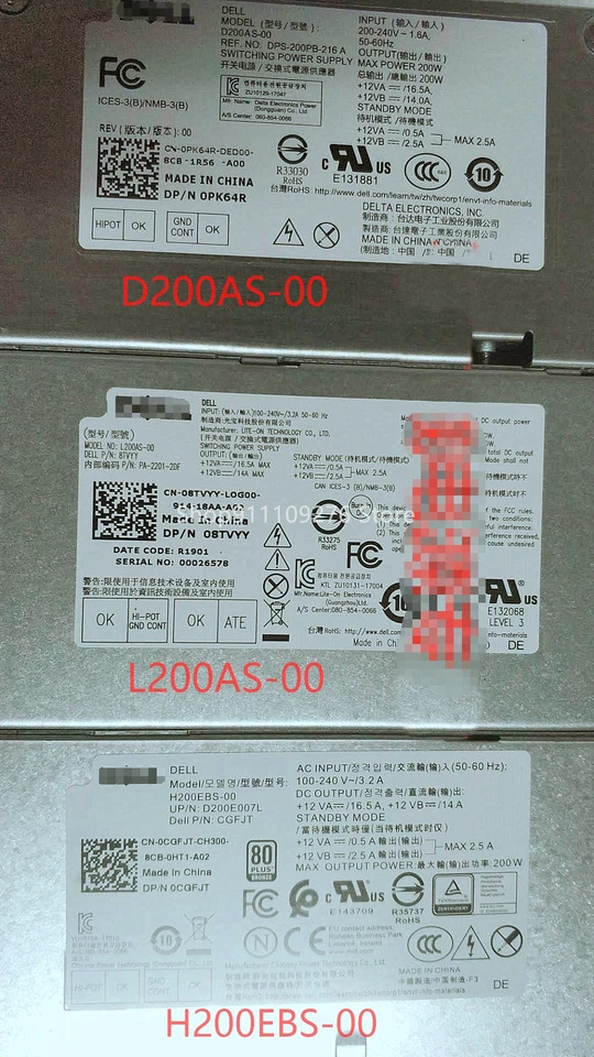 DELL V3250 3252 3267 3268 PSU 전원공급장치 H200NS-00 L200AS-00 B200AS-00 D200AS-00 AC200EBS-00 H200EBS-00