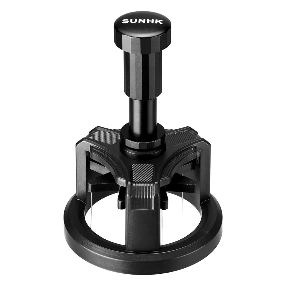 58mm WDT 도구 에스프레소, 마그네틱 베이스가 있는 프레스 회전 에스프레소 분배 도구, 조절 가능한 깊이 바늘 가정 및 전문 바리스타를 위한 8가지 커피 교반 58mm - 상품 이미지