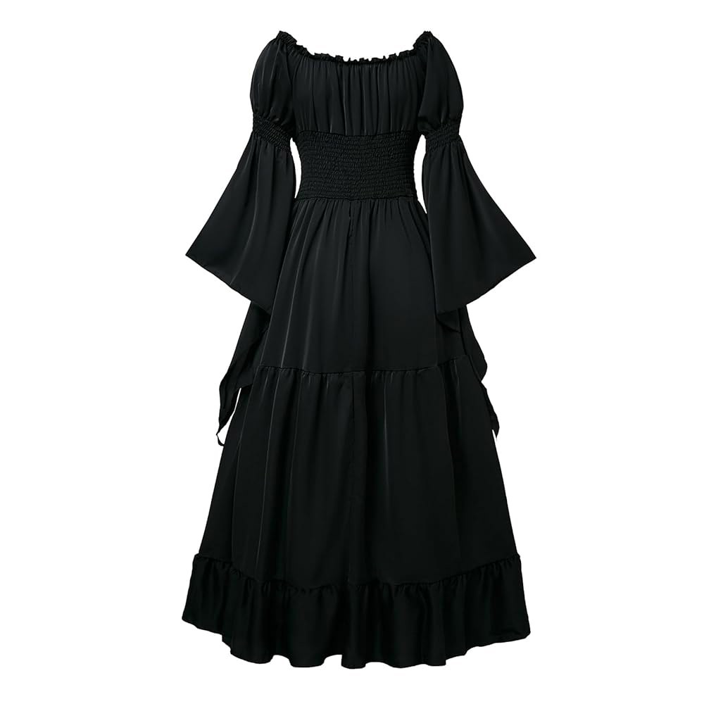 르네상스 페어 코스튬 여성 중세 빅토리아 시대 드레스 마녀 요정 해적 Black Small - 상세 이미지 2