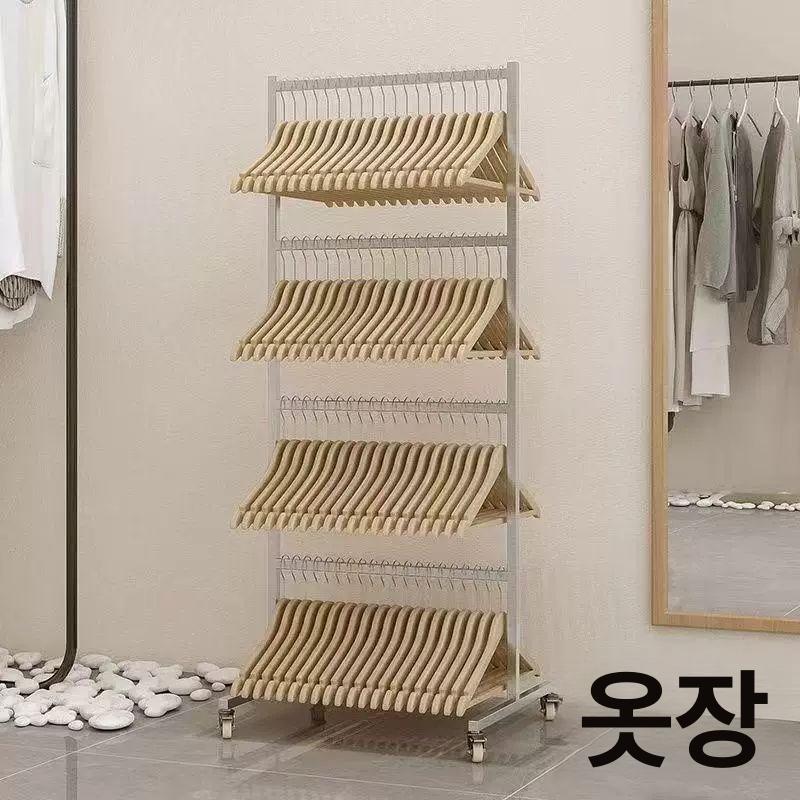 이동식 옷걸이정리대 옷걸이보관 행거 바퀴 드레스룸 보관랙 가정용 수납선반 의류 - 상세 이미지 4