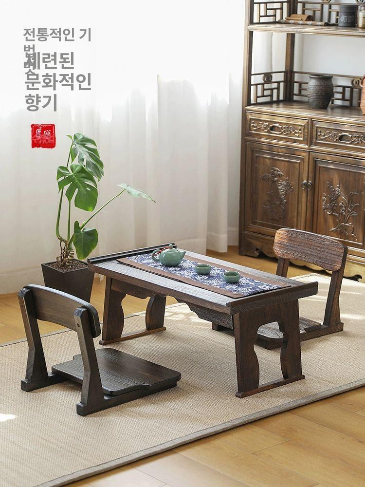 일본식 좌식등받이의자 다리 거실 앉은뱅이 원목체어 카페 내추럴 자세 원목색 - 상세 이미지 2
