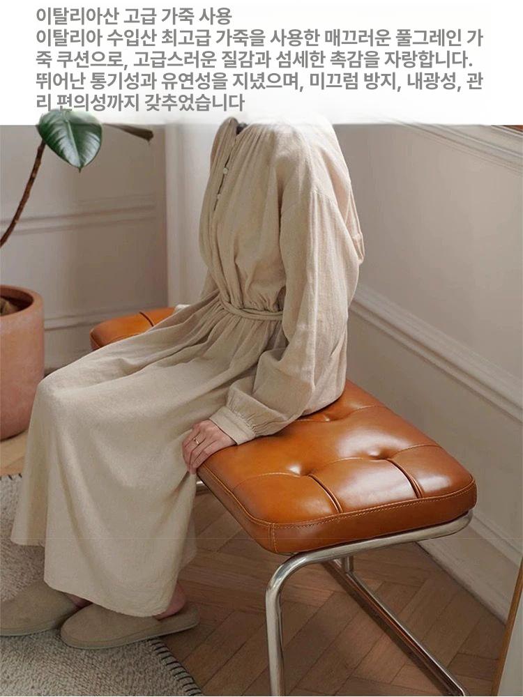 북유럽 가죽식탁의자 빈티지 다이닝 원목의자 고급 디자인 가정용 식탁의자벤치 - 상세 이미지 2