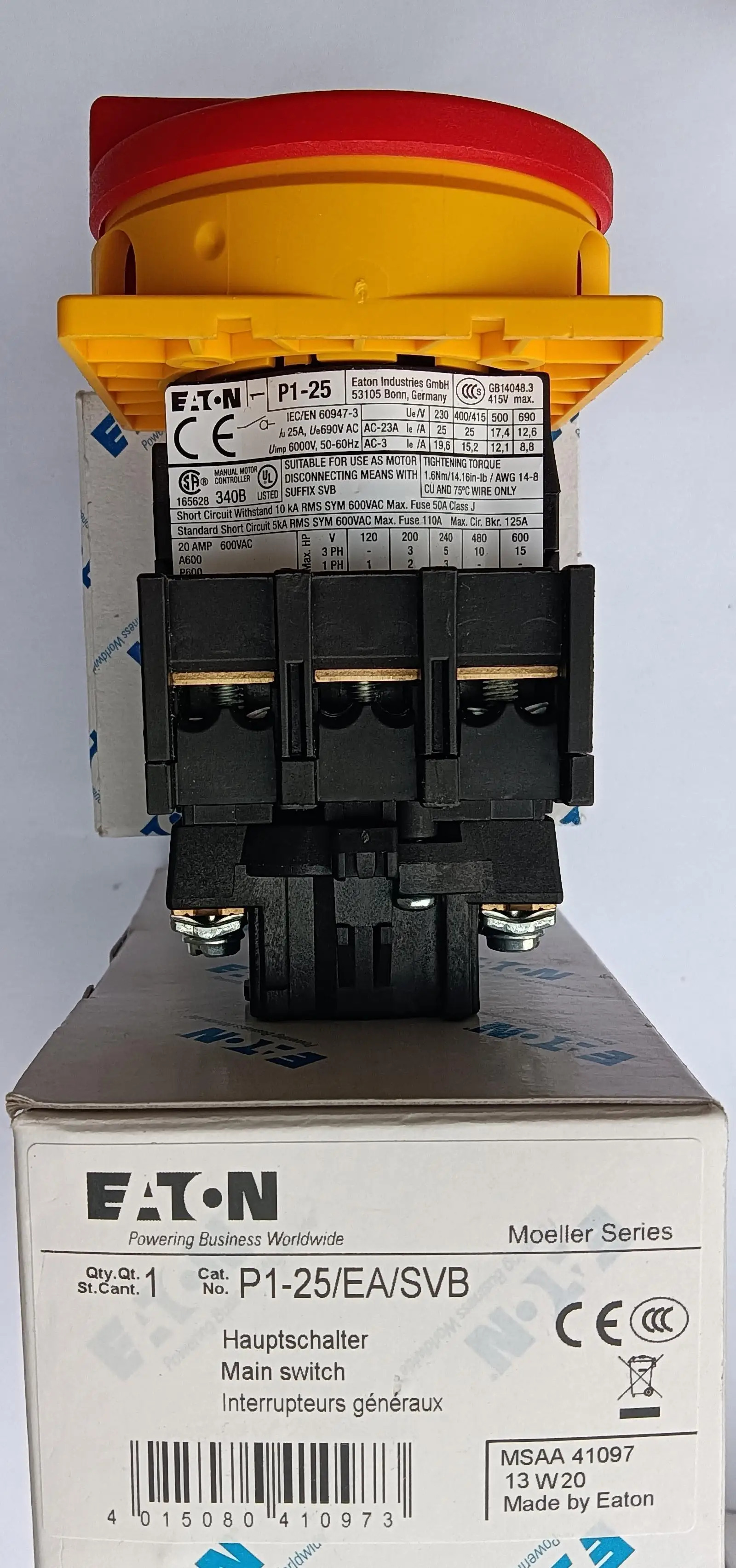 원본 Eaton P1-25/EA/SVB 부하 절연 스위치