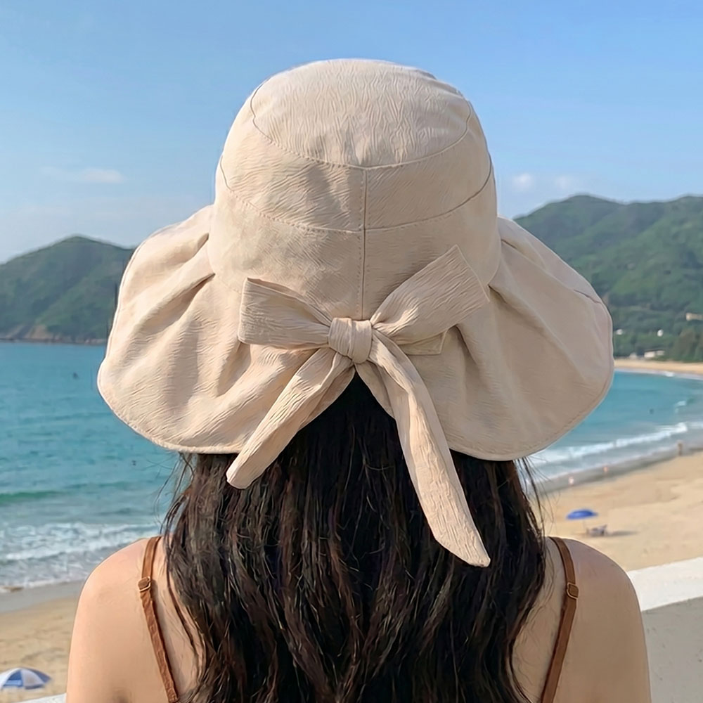 디어앤미 여성 봄 가을 여름 모자 벙거지 와이드챙 리본 버킷햇 - 상세 이미지 2