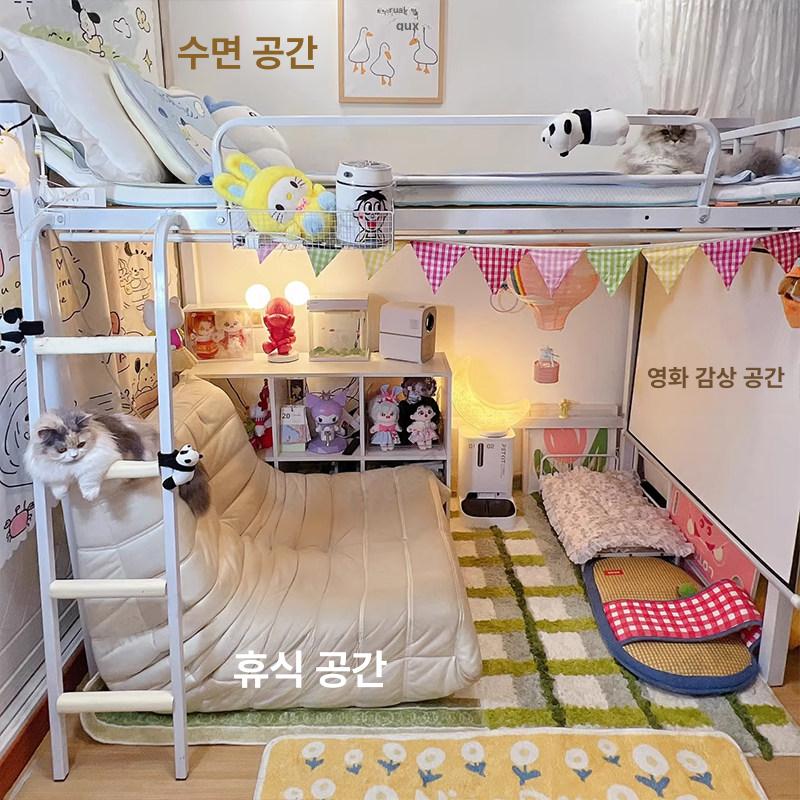 학생용 벙커침대 이층 공간활용 계단형 기숙사 철제침대 벙커형 수납형 슈퍼싱글 - 상세 이미지 2
