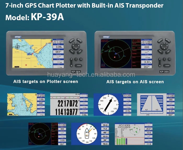 KP-39A 7인치 ONWA 해양 GPS 차트 플로터AIS 트랜스폰더 포함