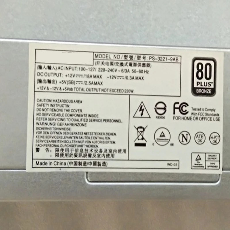 에이서 X4630G X6630 PSU 12핀 220W 전원공급장치 PS-3221-9AE PS-3221-9AB PE-3221-2AB 9PA2202500 DC2002 DC2201B0