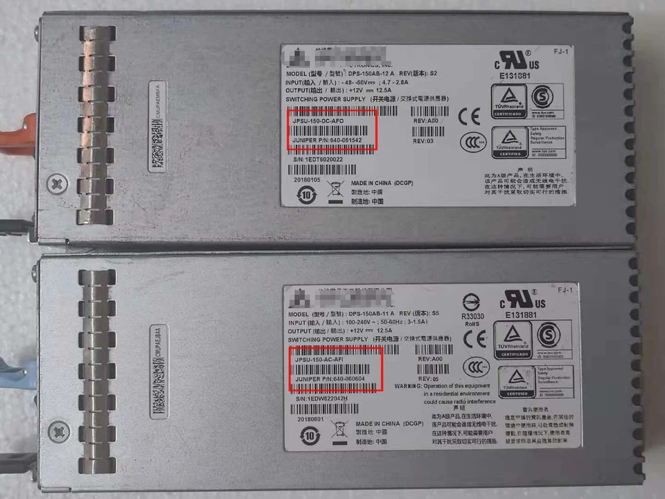 DPS-150AB-12 A 주니퍼 네트워크 스위치 전원공급장치 JPSU-150-DC-AFO 640-061542