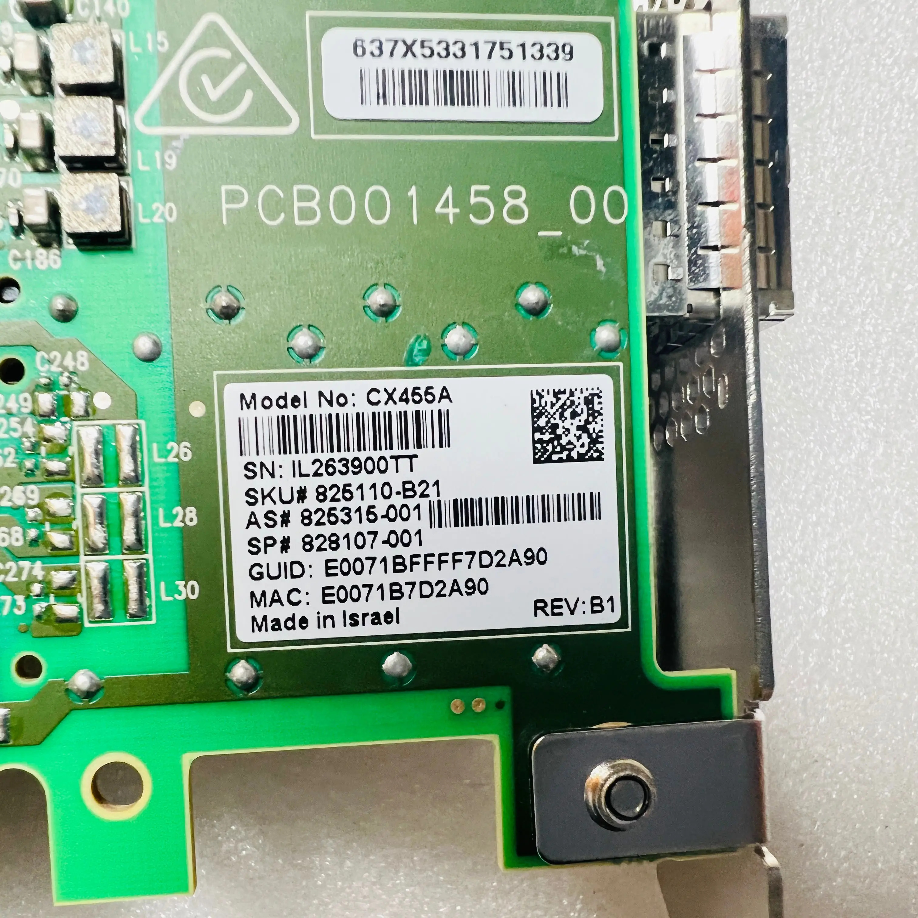 Mellanox MCX455A-ECAT hp호환E 100G 광섬유 네트워크 인터페이스 카드825110 -B21 825315