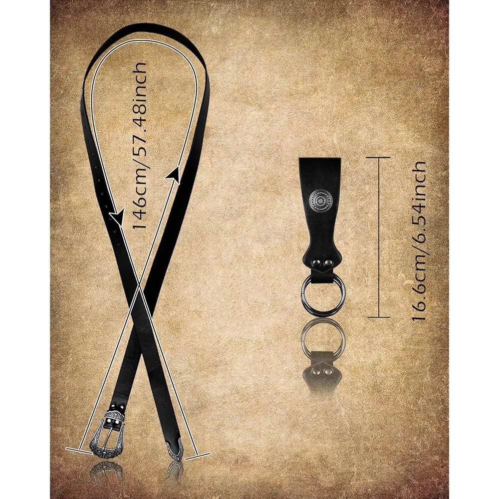 L VOW 중세 스커트, 가죽 벨트 인상 - 여성용 해적 스커트 클립 바이킹 할로윈 렌 페어 LARP 액세서리 Black - 상세 이미지 3