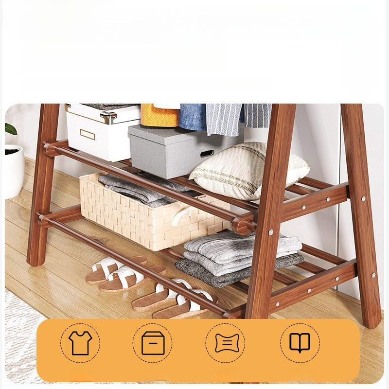목재 원목행거 접이식 침실 매장용 자취방 옷가게 코트랙 나무옷걸이 정리 심플한 - 상세 이미지 4