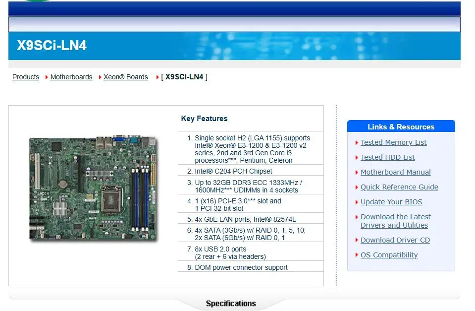 Supermicro 마더보드X9SCi-LN4 LGA 1155Xeon E3-1200 V1 V22 세대 3 코어 i3 프로세서