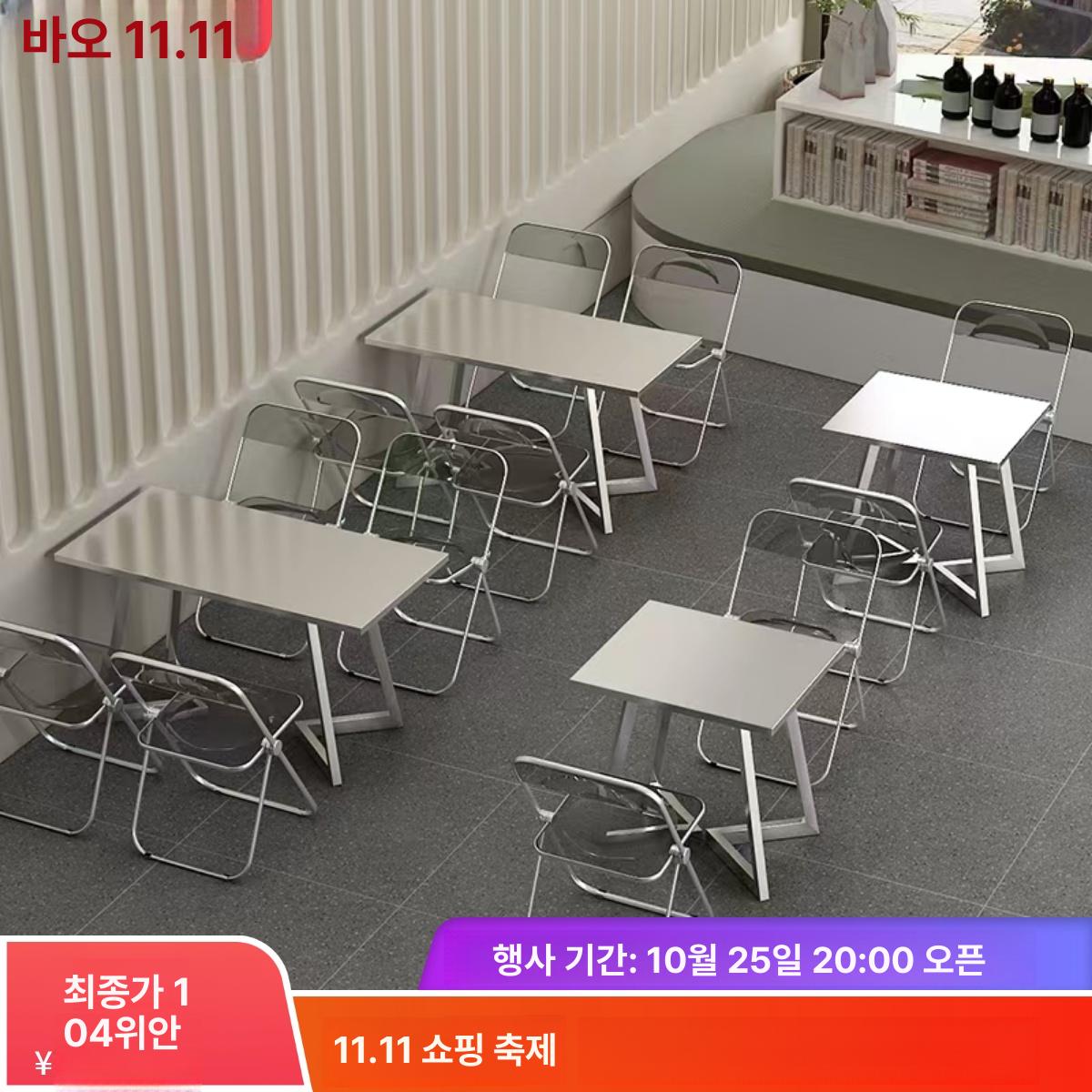 스테인레스 테이블 카페 원형 모던 인테리어 사각 레스토랑 야외 라운드 테라스 업소 - 상세 이미지 2
