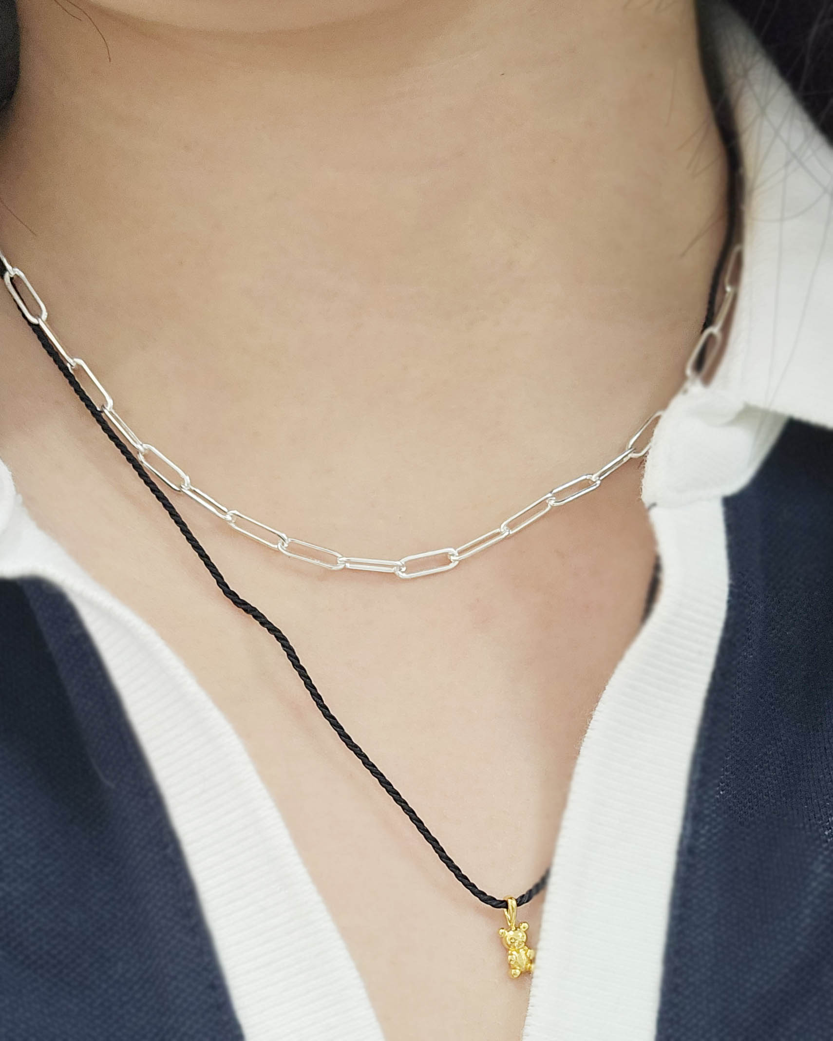 925 실버 페이퍼클립 체인 목걸이 3.4mm - 상세 이미지 2