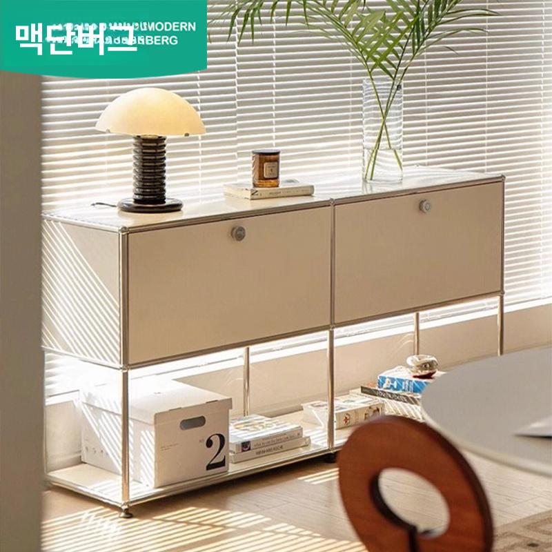 고급형 서랍장 철제 사각 사이드보드 모듈수납장 모듈형 밀크화이트 - 상세 이미지 2