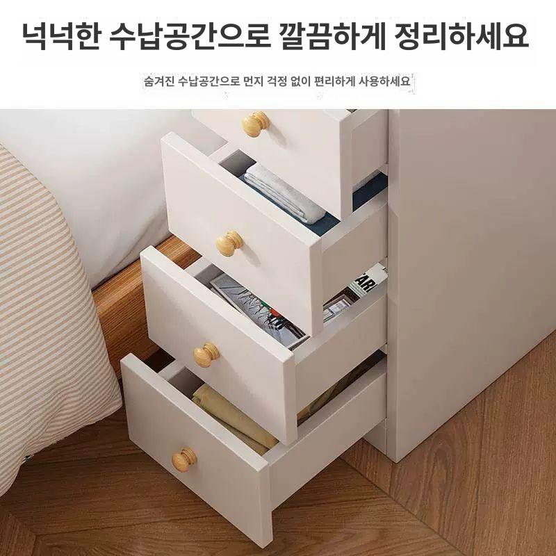 주방 슬림서랍장 정리함 투명 냉장고옆 틈새수납장 세탁실 베란다 침대옆 공간활용 - 상세 이미지 4