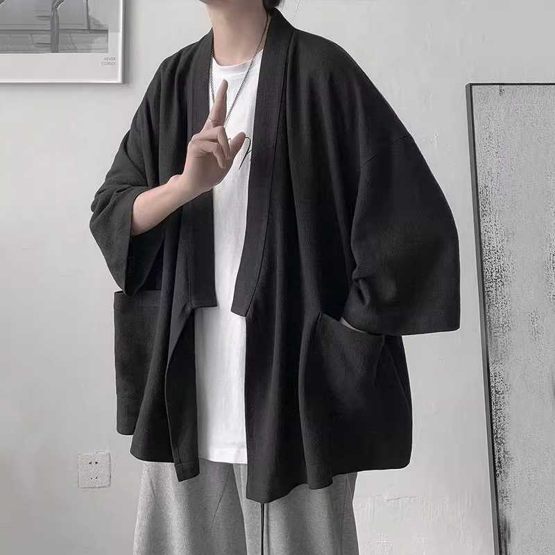 진베이 가디건 루즈핏 점퍼 유카타 면 통기성 도포 - 상품 이미지