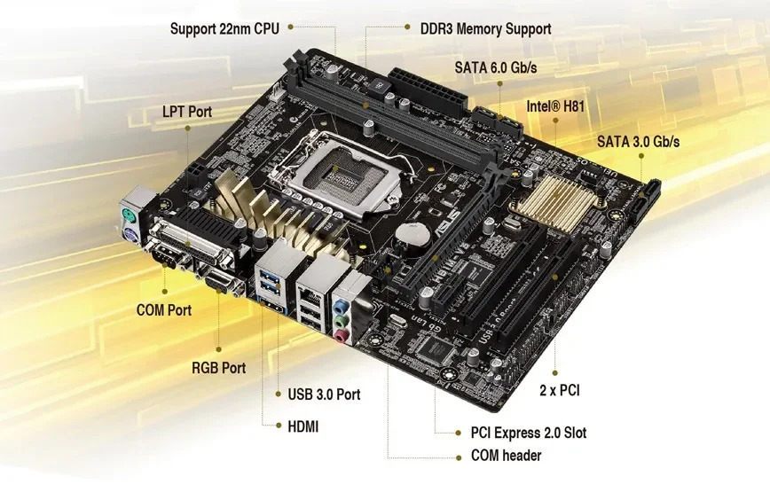ASUS호환 H81M-V3 DDR3 전체 인터페이스 1150 메보드 듀얼 PCI 슬롯 LPT 인쇄 포트