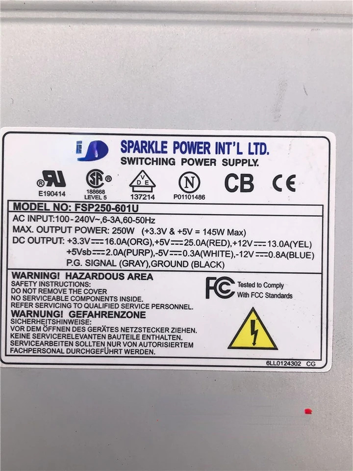 Fsp250-601u 250W 1U 서버 전원공급장치 IPC 방화벽 키트