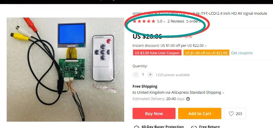 HD 신호 모듈 AUO 2.4 인치 LCD TFT-LCD