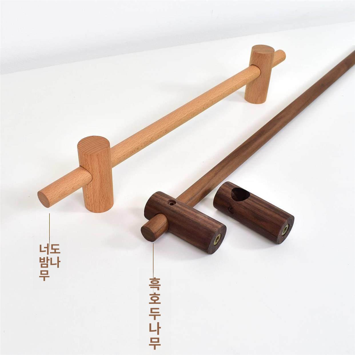 원목 커튼봉 무타공 미니 인테리어 심플 높이 레일 내추럴 지름 거치대 느티나무 싱글 - 상세 이미지 3